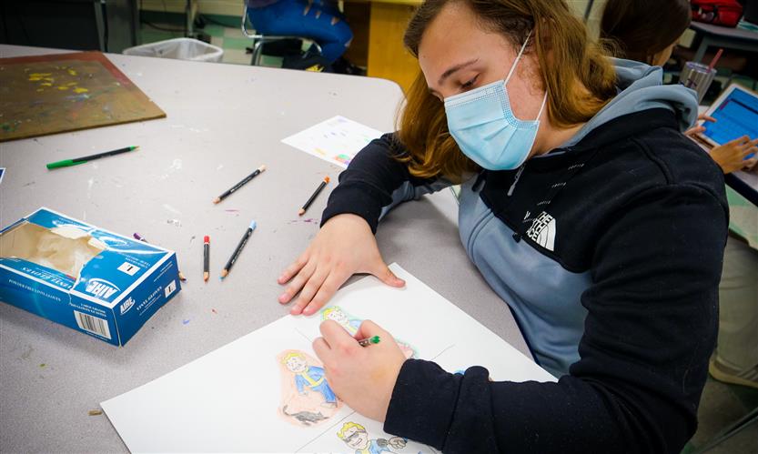 Students make art projects